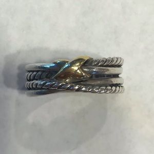 David Yurman Silver & 18K Gold Crossover Ring